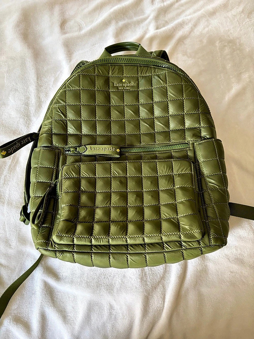 Kate Spade Quilted Backpack in Green Like New